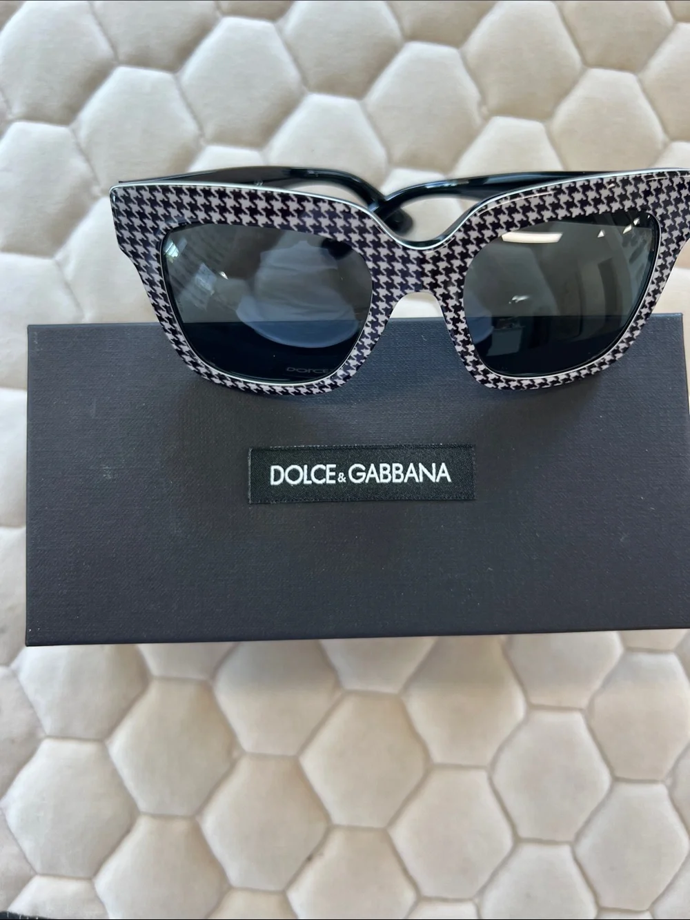 Authentic Dolce & Gabbana Black and White Houndstooth Sunglasses